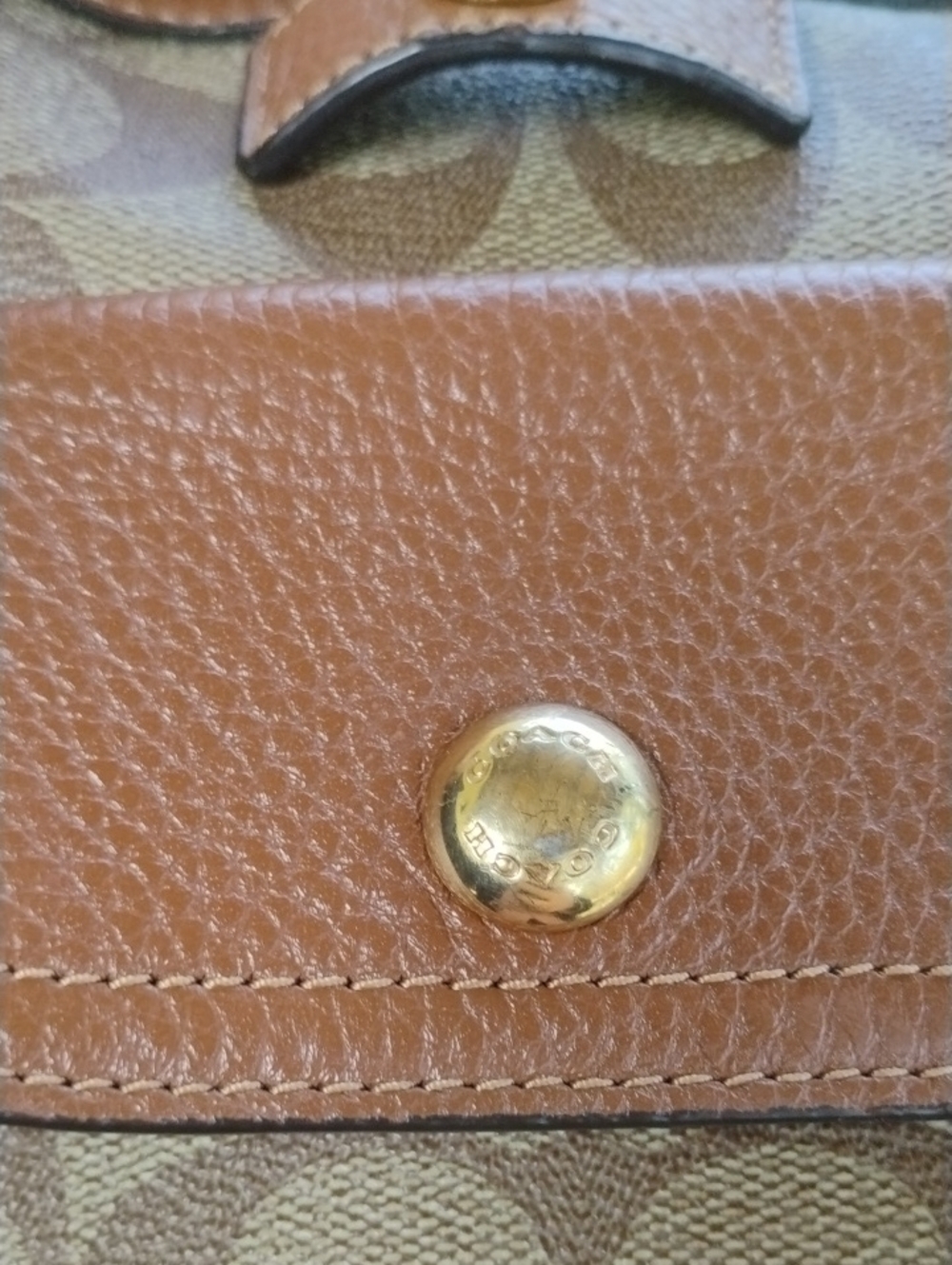 Coach Tan/Brown Signature Canvas Mini Backpack with Leather Trim - Picture 7 of 11